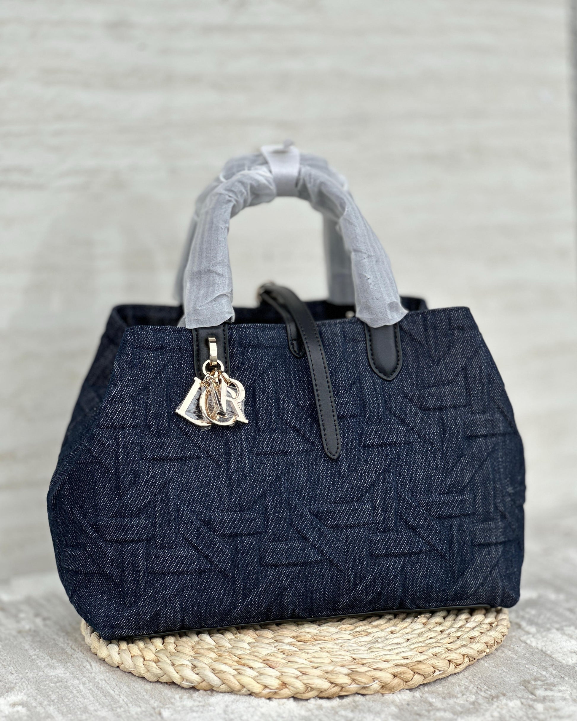 Christian Dior Toujours Top Handle Handbag in Navy Blue